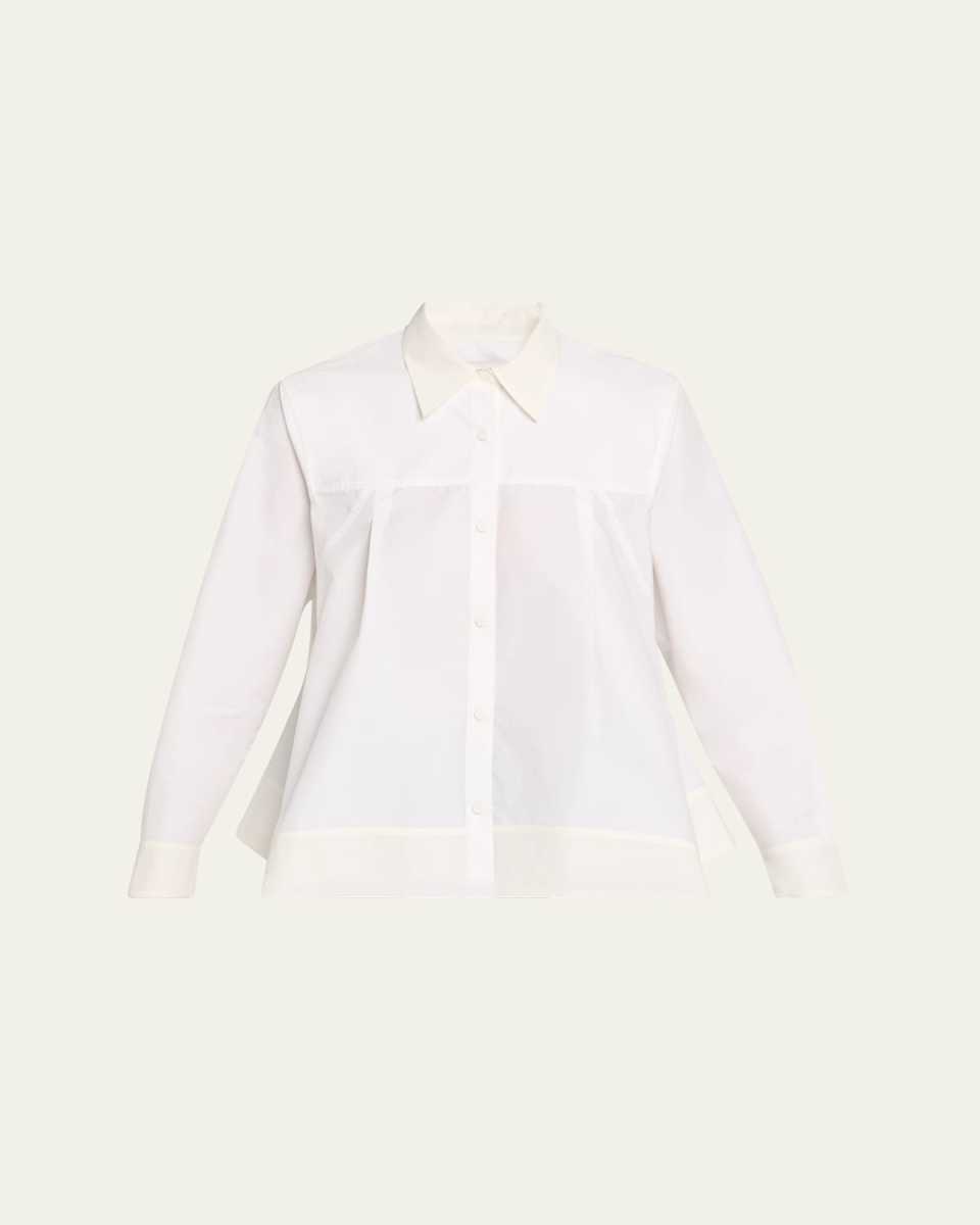 Flounce-Hem Long-Sleeve Shirt